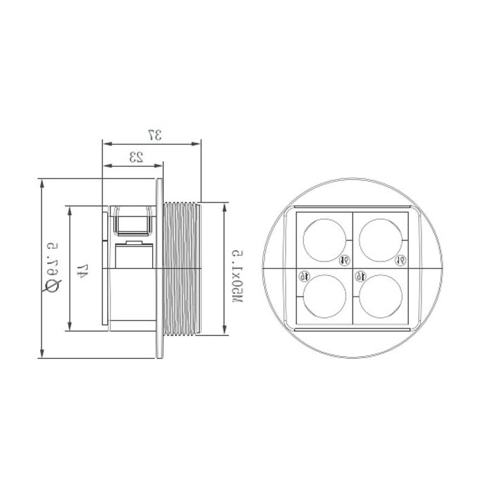 KBL电缆引入系统、螺纹规格M50x1.5、螺纹长度14 mm、KBL-QVT50/4、   047502